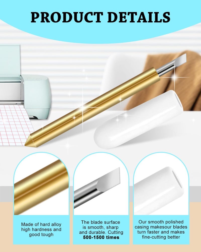 UCEC 10+10PCS Premium Fine Point Standard Blade & Deep Point Cutter Replacement Blades Compatible with Cricut Maker 4/Maker 3/Explore 4/Explore Air, Replacement Cutting Blade for Multiple Material - Image 3